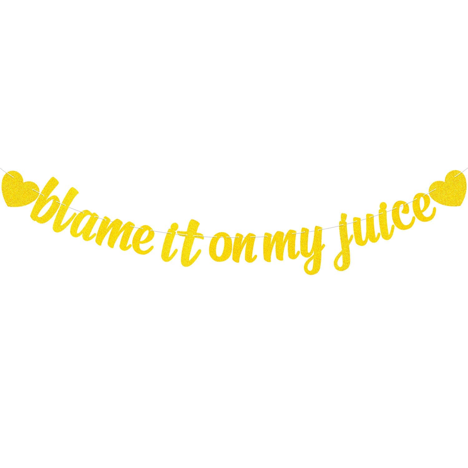 FestikoGold Glitter Blame It on My Juice Banner with Heart Funny Bachelorette Party Sign Banner Decorations Bridal Shower Party Decoration Engagement Party Wedding Shower Decoration Supplies