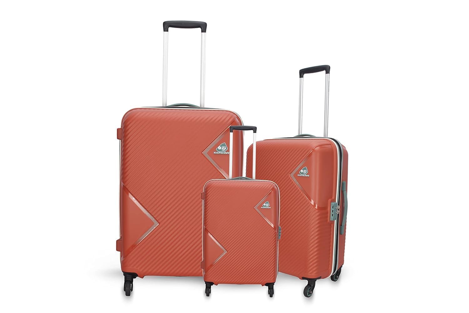 American TouristerKamiliant Polypropylene Large Cabin & Check-in Luggage (55+68+79) Cm - Spinner Hard Trolley Hard Sided Set of 3 Pieces (Rust)