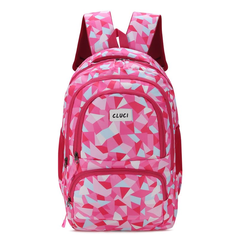 CLUCISchool Bag | Heavy-Duty Waterproof School Bag for Girls | & Durable College Backpack for Women | Trendy and Spacious Daypack Pink Rose