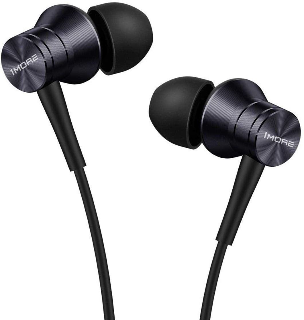 1More E1009 Piston Fit Wired Earphone With Noise Isolation Durable In-Ear Headphone Pure Sound Deep Bass Phone Control With Mic 3.5mm Jack For Smartphone/PC/Tablet - Black