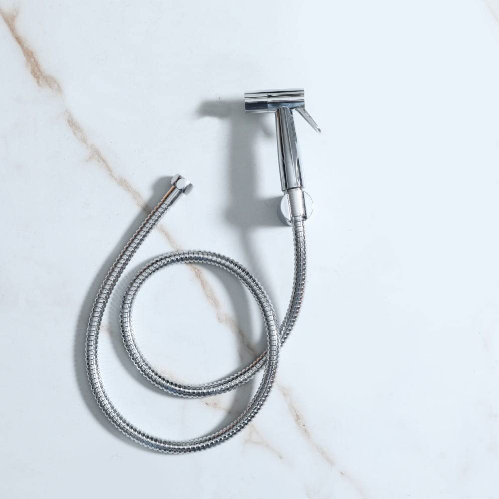 Danube Home Milano Sam Shattaf Set | Shattaf, Handheld Bidet Sprayer With Hose - For Toilets, Bathroom, Lavatory - Chrome