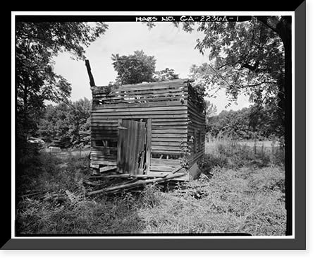 Historic Framed Print, Benjamin Holmes Farm, Smokehouse, 1458 Dogwood Road, Snellville vicinity, Gwinnett County, GA, 17-7/8" x 21-7/8"