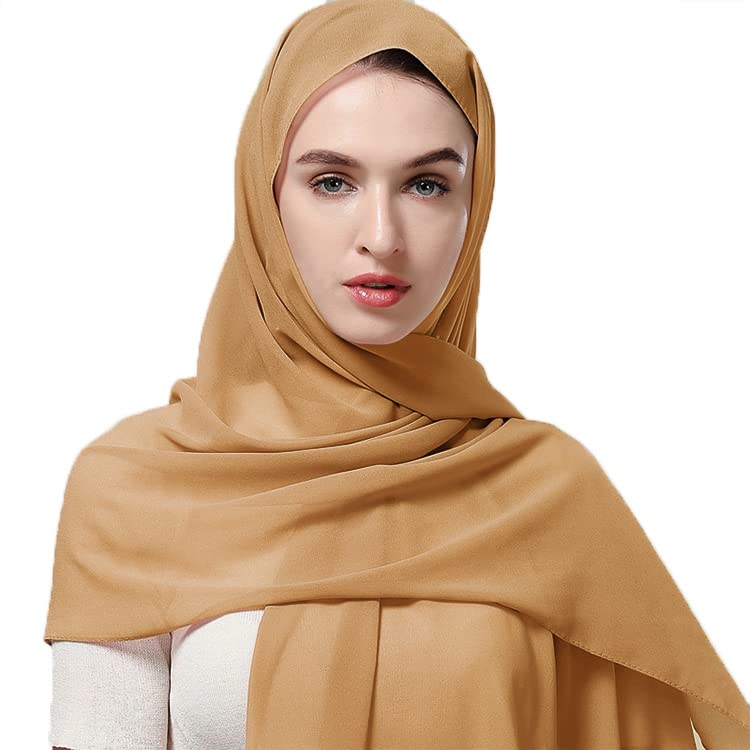 Chiffon Head Wraps for Women - Solid Color Fashion Bubble Chiffon Scarf Hijab