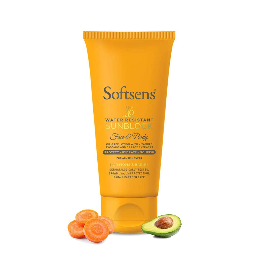 Softsens Sunblock Spf 30 Lotion | Enriched with Vitamin E, avocado & carrot extracts | For Babies & Parents | 50g Pack of 1