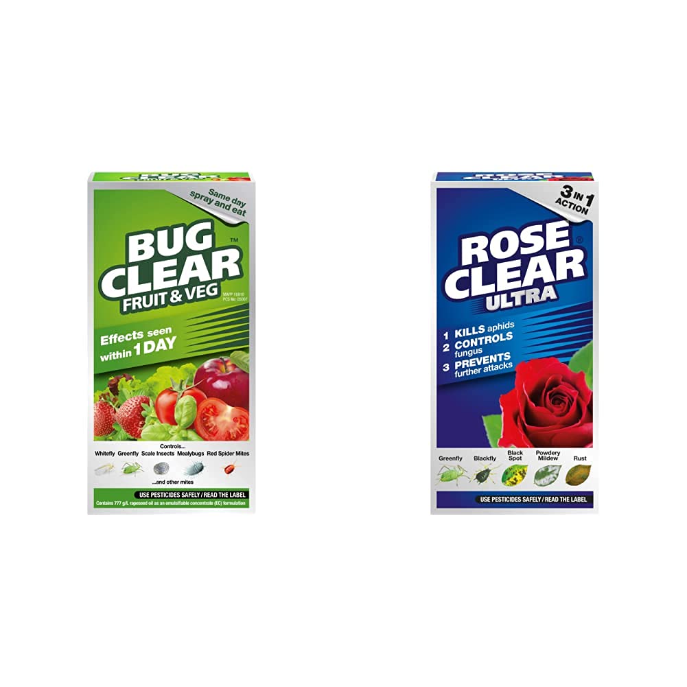 BugClear for Fruit & Veg 250 ml & RoseClear 17552 Ultra Concentrate 200ml