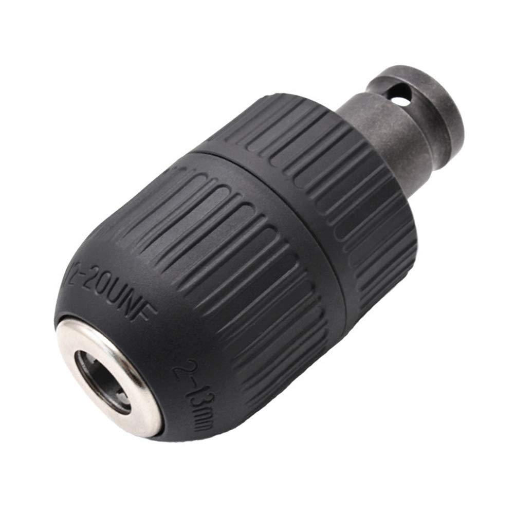 2-13mm Capacity Mount 1/2-20UNF Keyless Drill Chuck Quick Change Conversion Adapter with 1/2 Inch Socket Square Female Adapter