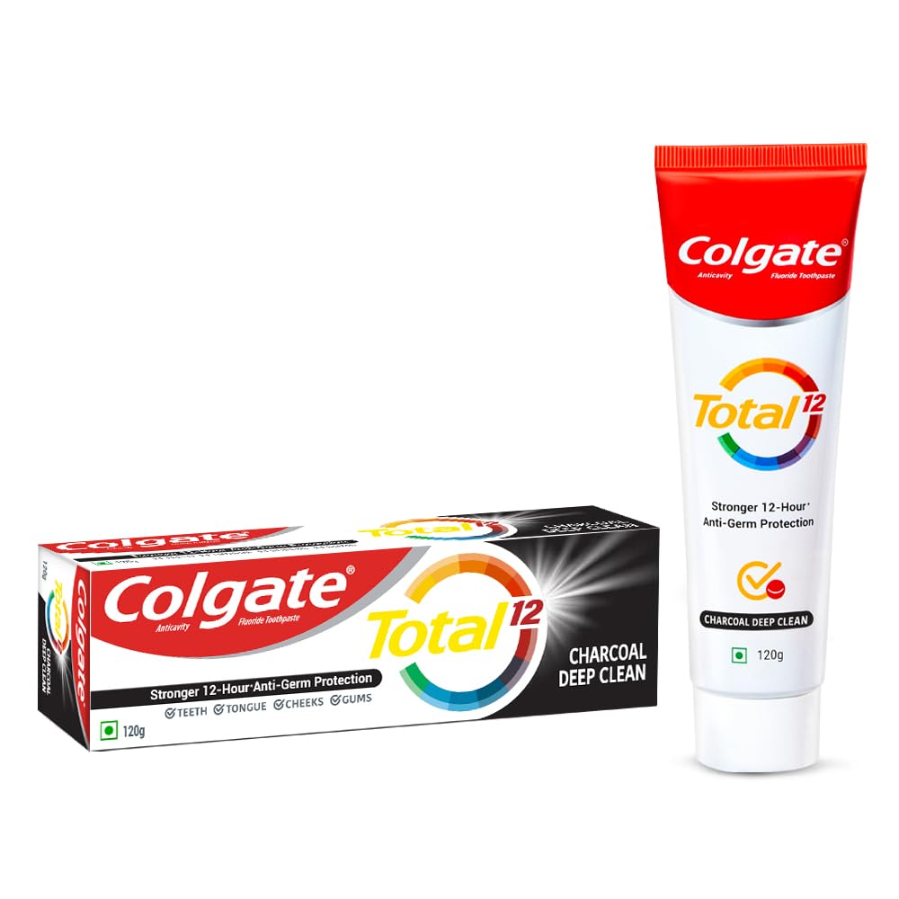 Colgate Total 120 g Charcoal Deep Clean Toothpaste, Antibacterial Tooth paste, Stronger 12-Hour Anti-Germ Protection, Whole Mouth Health, World's No. 1* Germ-fighting Toothpaste