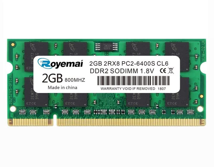 ROYEMAI 2GB PC2-6400S PC2-6400 DDR2 800MHz 800 2RX8 CL6 1.8V RAM Laptop Memory Upgrage NON-ECC