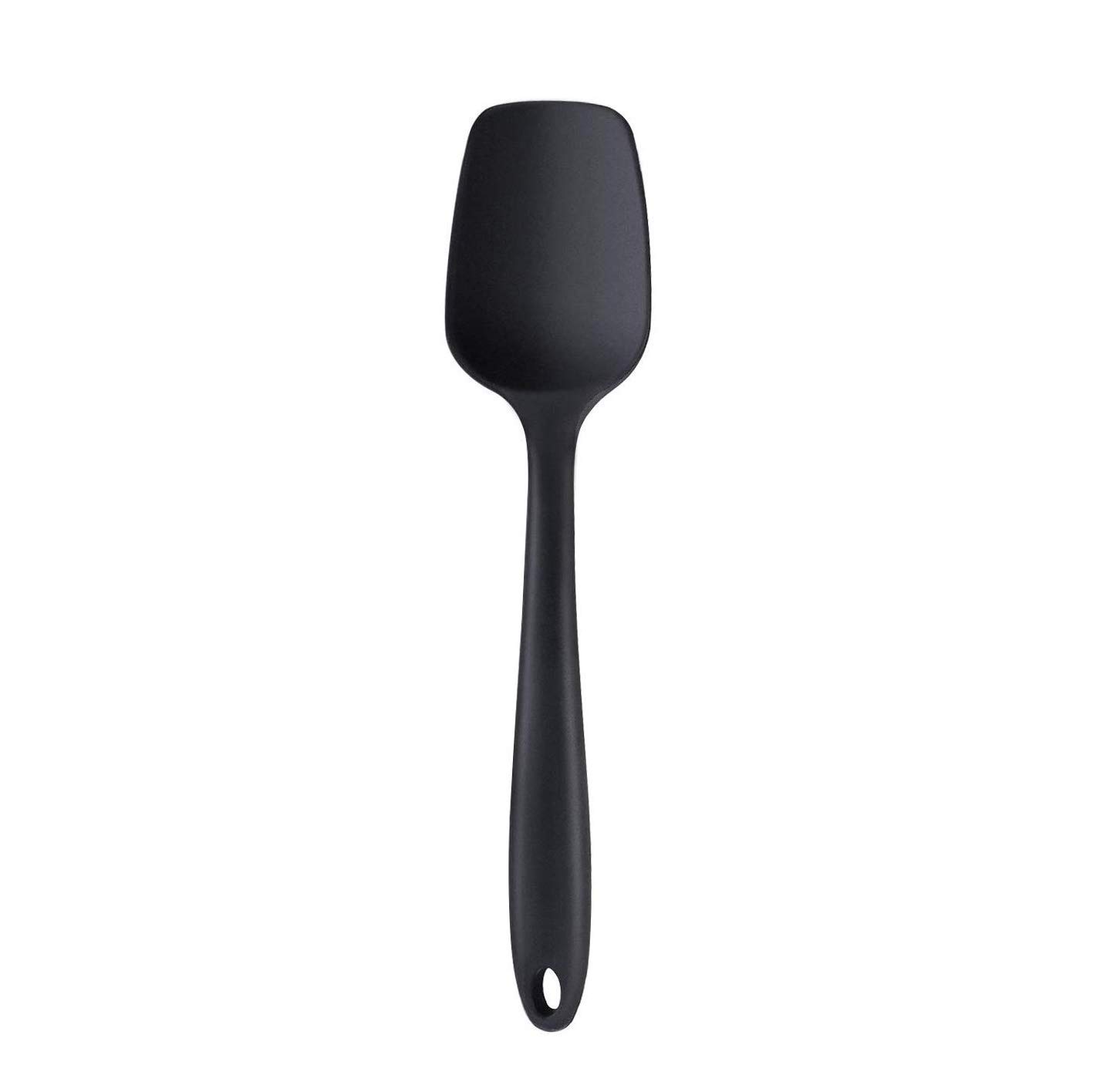 we3 Multi Purpose Heat Resistance Silicone Spatula Turner Non-Stick Silicone Kitchen Tools FDA Approved Piece of 1 Black|Spatula Spoon XL 27cm