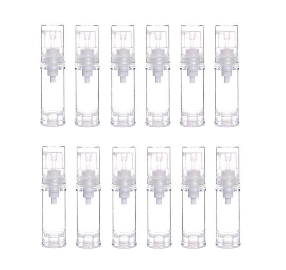 Elandy 5Ml/0.17Oz: 12Pcs Portable Empty Refillable Clear Plastic Airless Vacuum Pump Bottle Cosmetic Make-Up Cream Lotion Sample Packing Toiletries Liquid Storage Container Vial Jars(5Ml