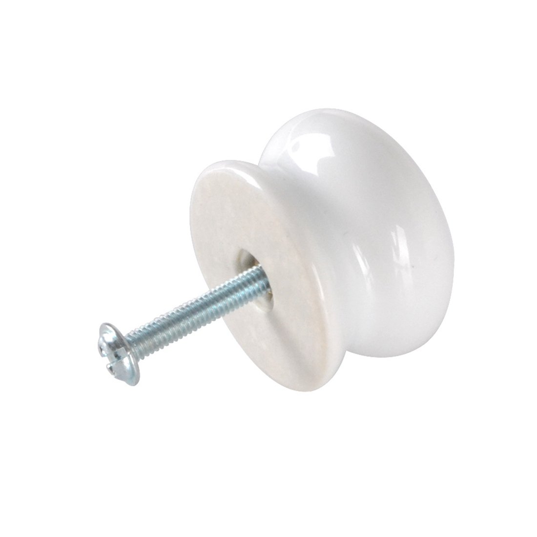 WorthOwningSet of 10 35 mm Porcelain Ceramic Kitchen Cupboard Door Handle Knobs with Screws White