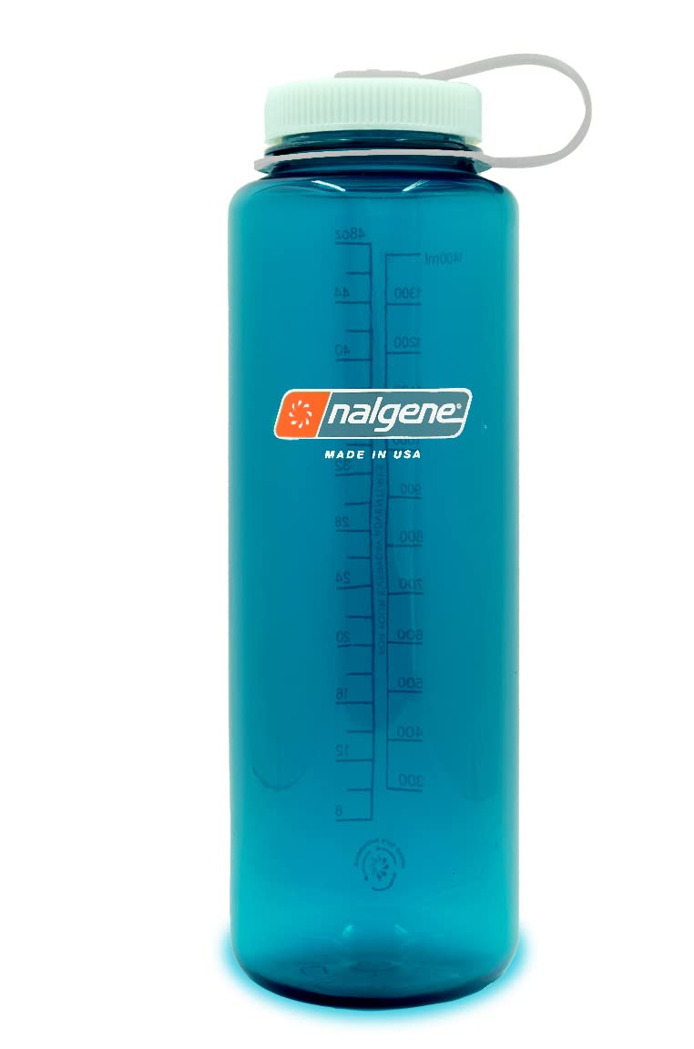 NalgeneSustain Tritan BPA-Free Water Bottle Made with Material Derived from 50% Plastic Waste, 48 OZ, Wide Mouth, Trout