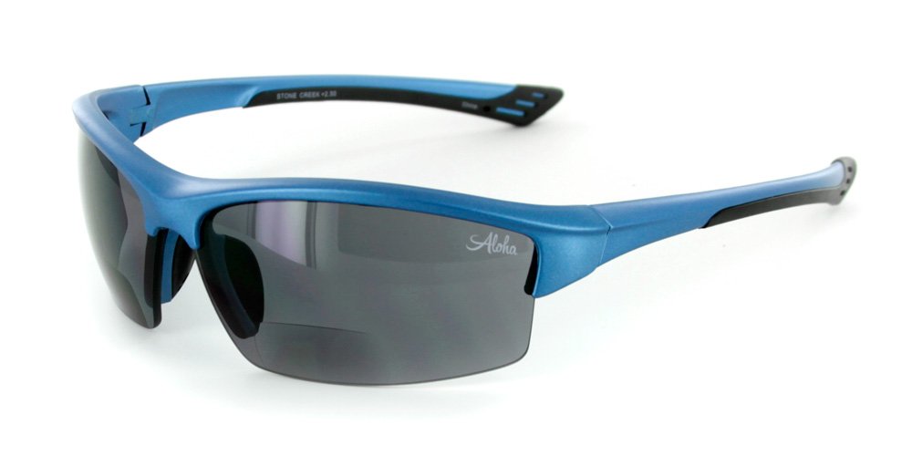 Aloha Eyewear Stone Creek MX1 Men's Wrap-Around Bifocal Reading Sunglasses (Blue Skies +1.50)