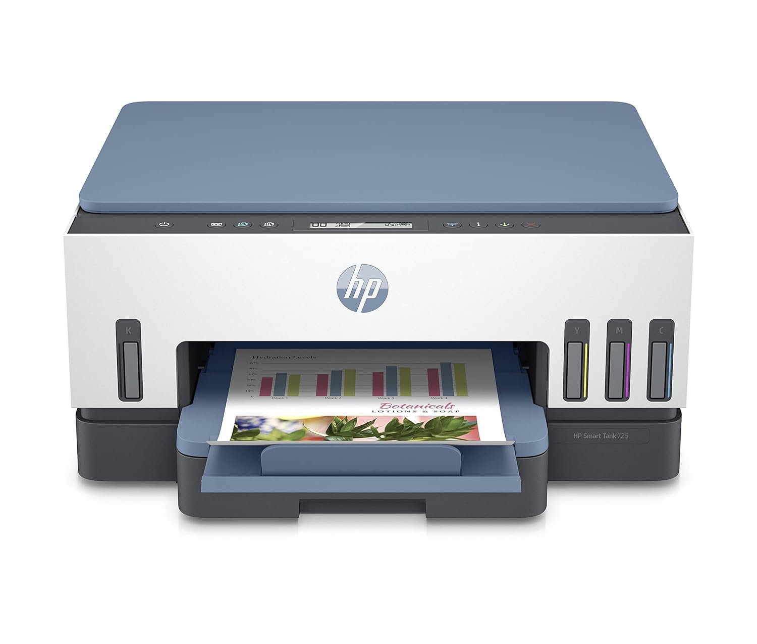 HP Smart Tank 725 All-in-One Printer wireless, Print, Scan, Copy, Auto Duplex Printing, Print up to 18000 black or 8000 color pages, White/Blue [28B51A], Standard