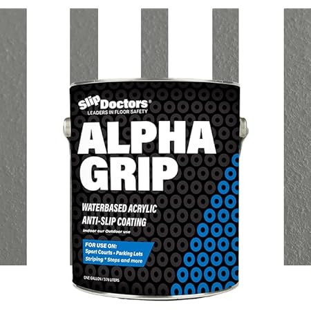 Alpha Grip Non-Slip Paint (Medium Gray) for Concrete & Asphalt – Non-Skid Coating Ideal for Floor Striping Parking Lots, Playgrounds, Garages & Pavements