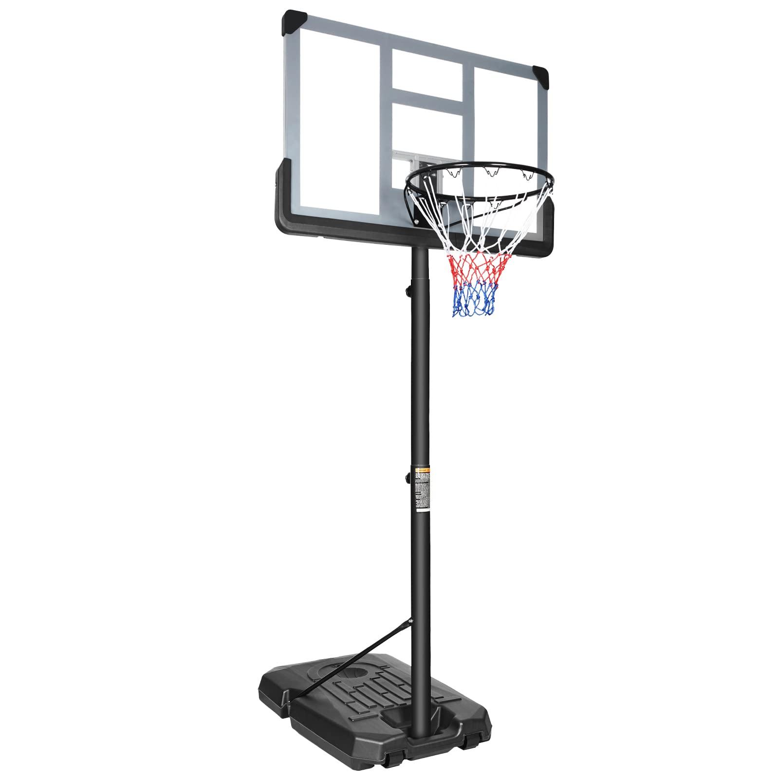 XDDIAS Basketball Hoop Outdoor 6.5-10ft Adjustable, 44in PVC Shatterproof Backboard, with Wheeled Fillable Base, Portable Basketball Hoop System for Kids Youth Adults in Backyard/Driveway/Indoor