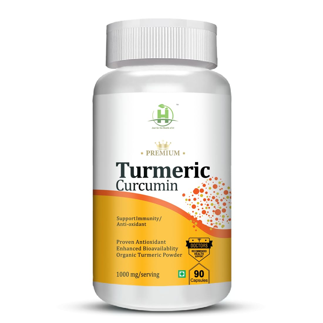 Healthy Nutrition - Just for the Health of it Turmeric Curcumin With Piper Nigrum Extract For Immunity Joints Pain Veg Supplements- (90 Capsules)