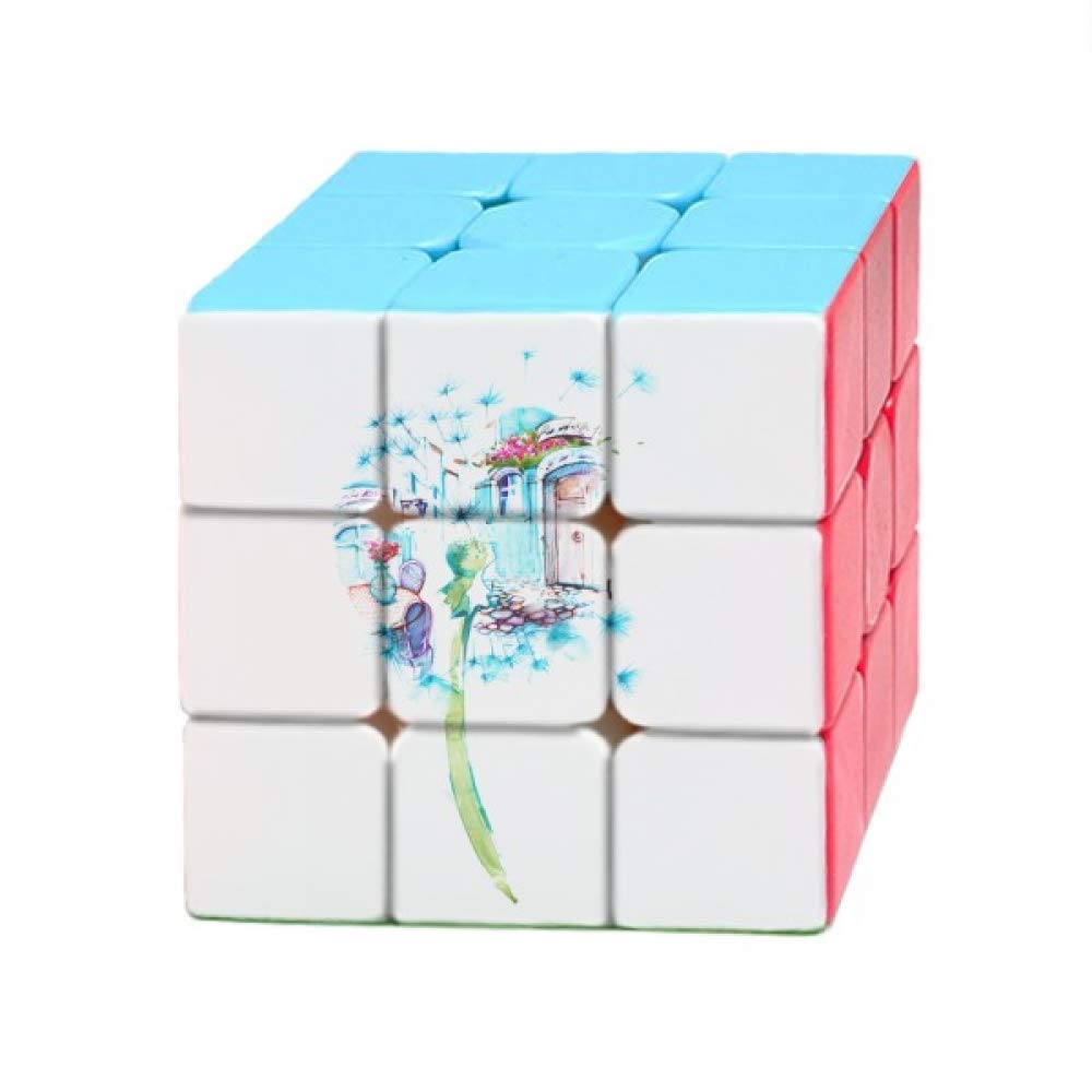 Dandelion Cabin Table Vase Watercolor Painting Magic Cube Puzzle 3x3 Toy Game Play