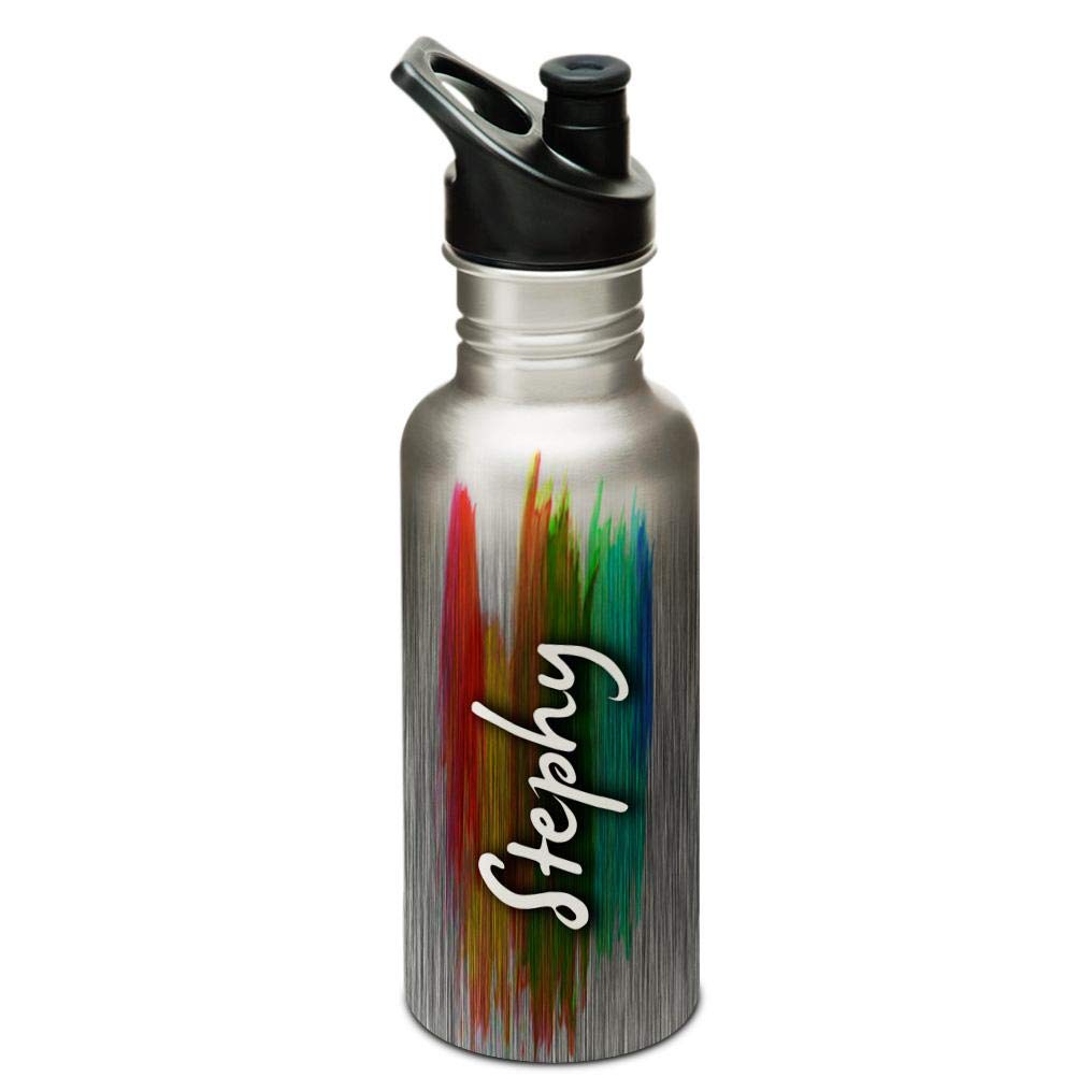 Hot Muggs® "Stephy" Me PaintBrush Stainless Steel Sports Cap Water Bottle, 600ml