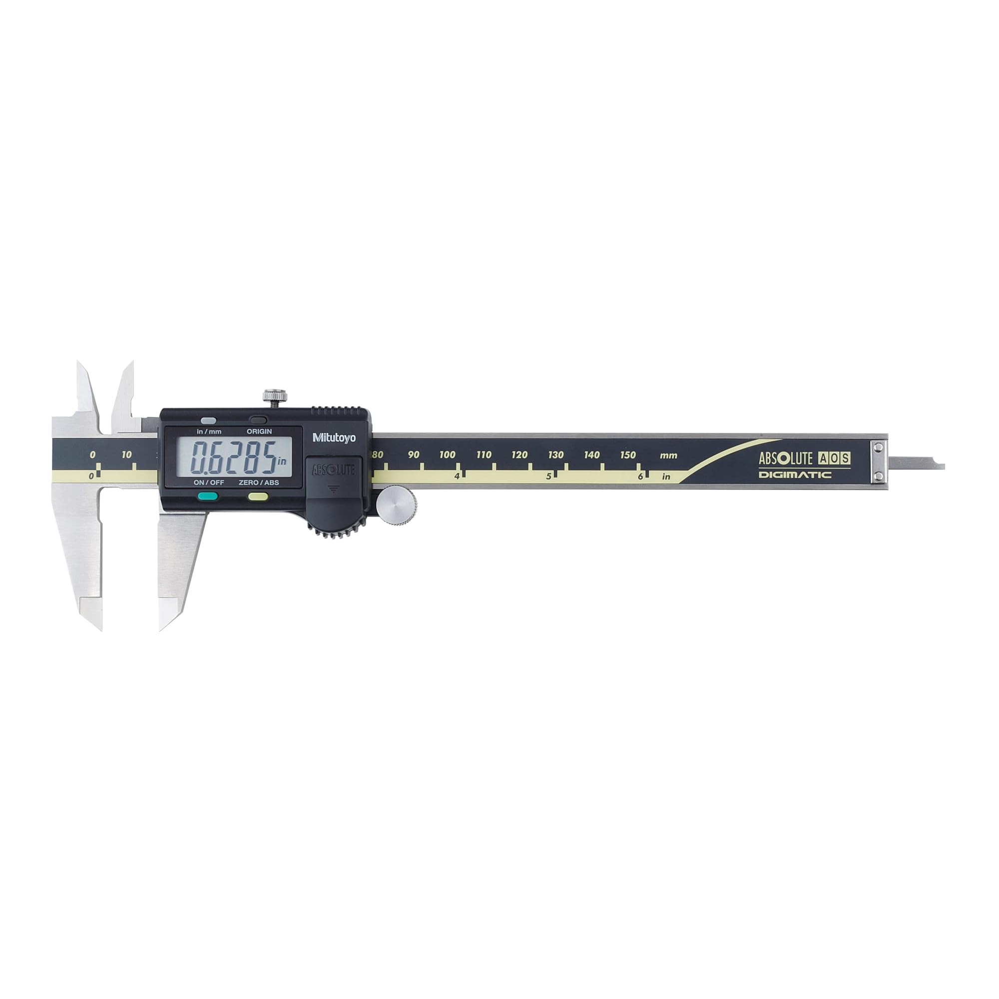 Mitutoyo 500-196-30 Advanced Onsite Sensor (AOS) Absolute Scale Digital Caliper, 0 to 6"/0 to 150mm Measuring Range, 0.0005"/0.01mm Resolution, LCD