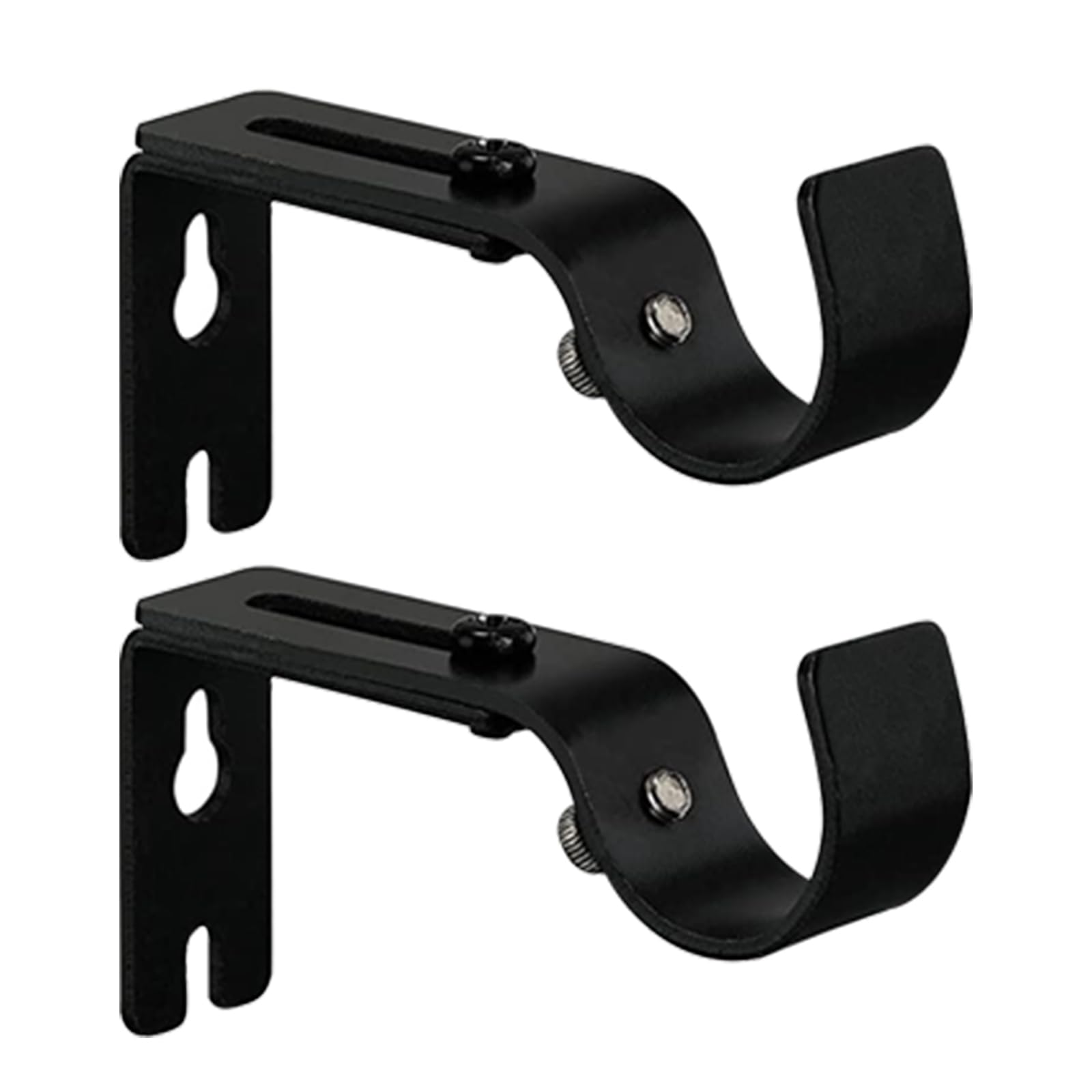 Curtain Rod Brackets Black, 1 inch Diameter Curtain Rod Holder Set of 2