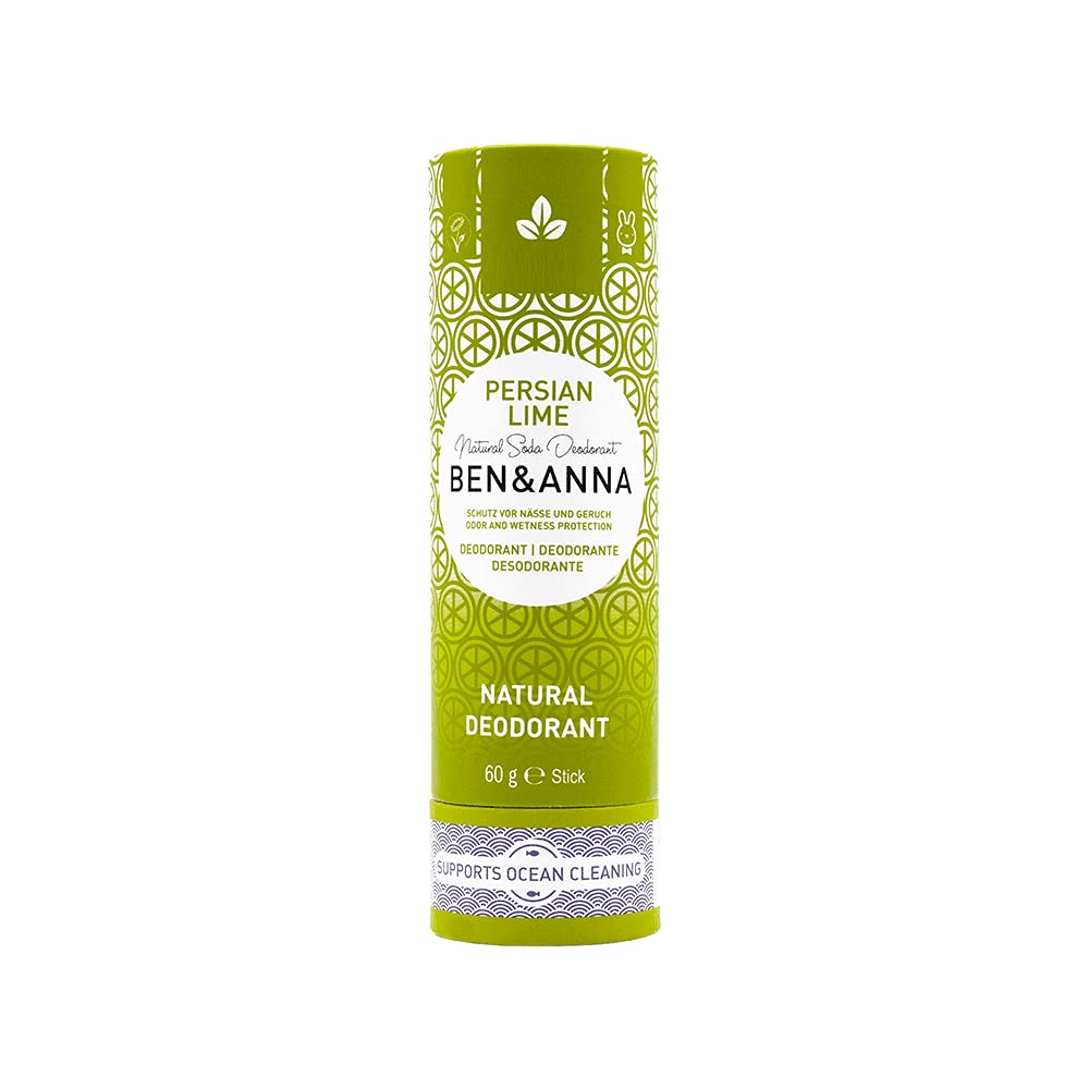 Ben&Anna Natural Soda Deodorant - 100% Aluminium Free Deodorant Cruelty Free Vegan NATRUE-certified with Organic Shea Butter and Bicarbonate Of Soda Made in Germany - Persian Lime - 60g