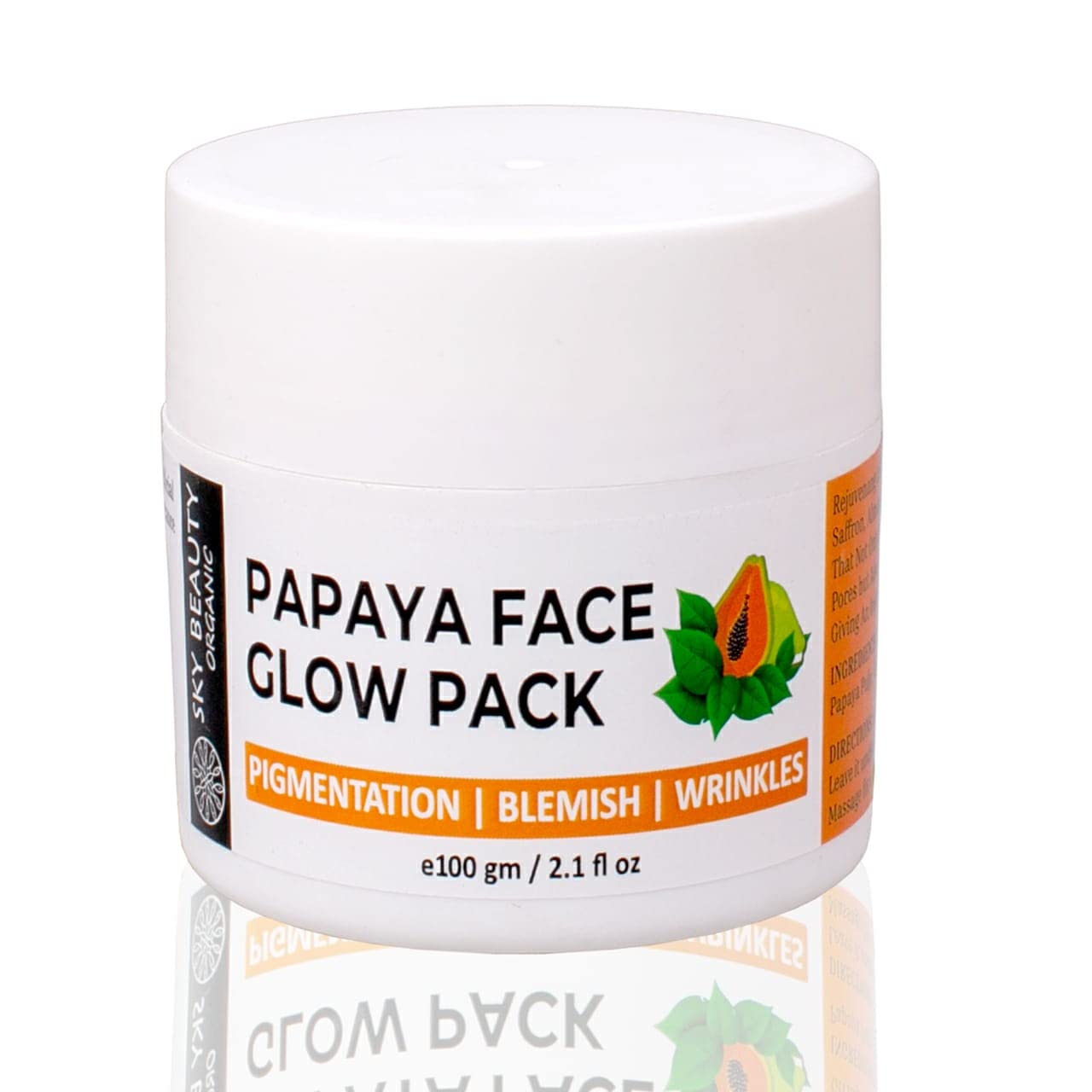 Sky Beauty Organic Papaya Face Glow Pack for Glowing skin | Brightening | Blemish | Pigmentation | Deep Pore Cleansing , 100g