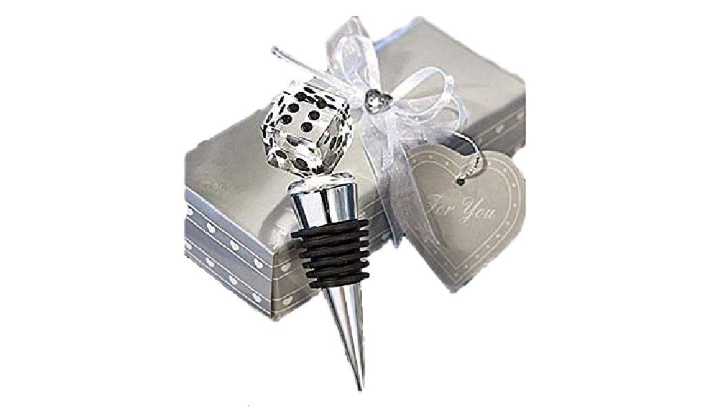 Crystal Dice Wine Bottle Stopper - Gift Boxed