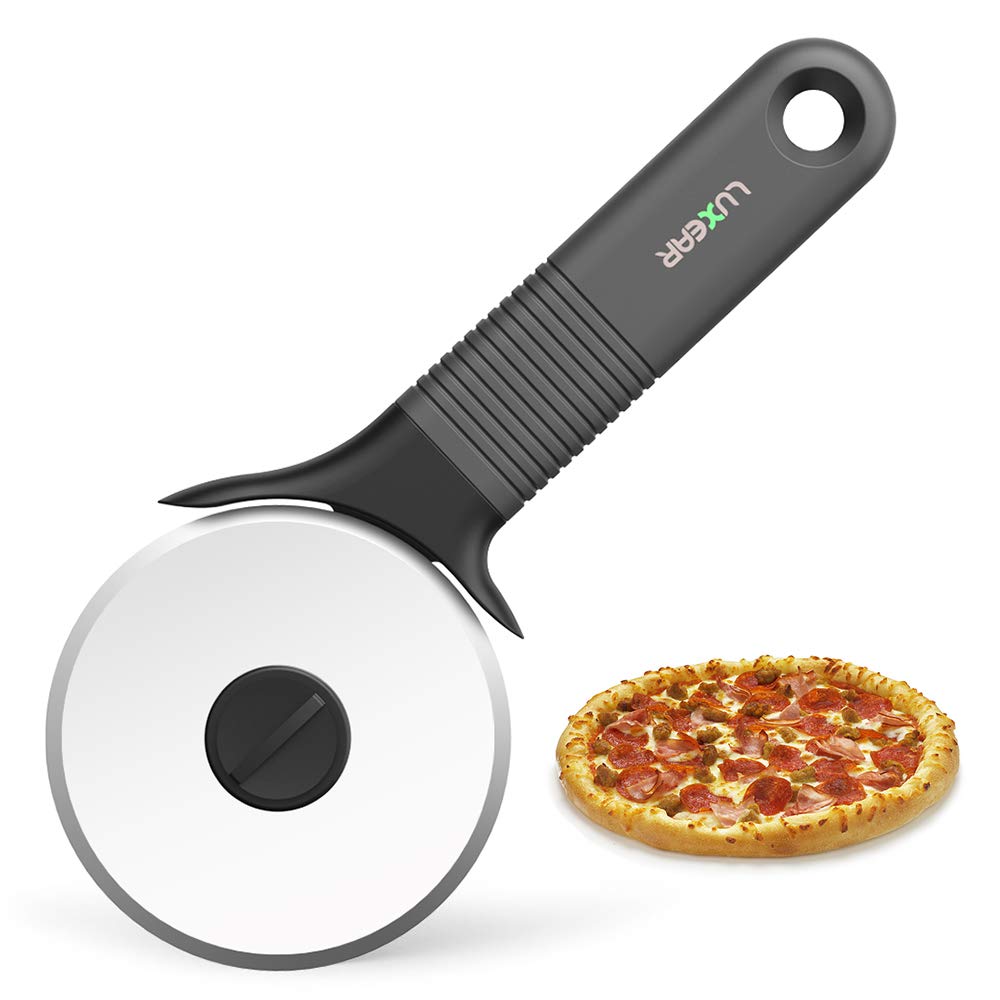 Pizza Cutter Stainless Steel Wheel with Silicone Non Slip Handle and Protective Cover, Luxear Professional Pizza Slicer with Sharp Blade Wheel, Professional Pizza Knife 8.5 Inch