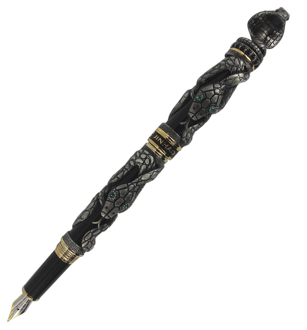 Abcsea Snake Fountain Pen Cobra Three-Dimensional Pattern Collection Pen - Antique Silver