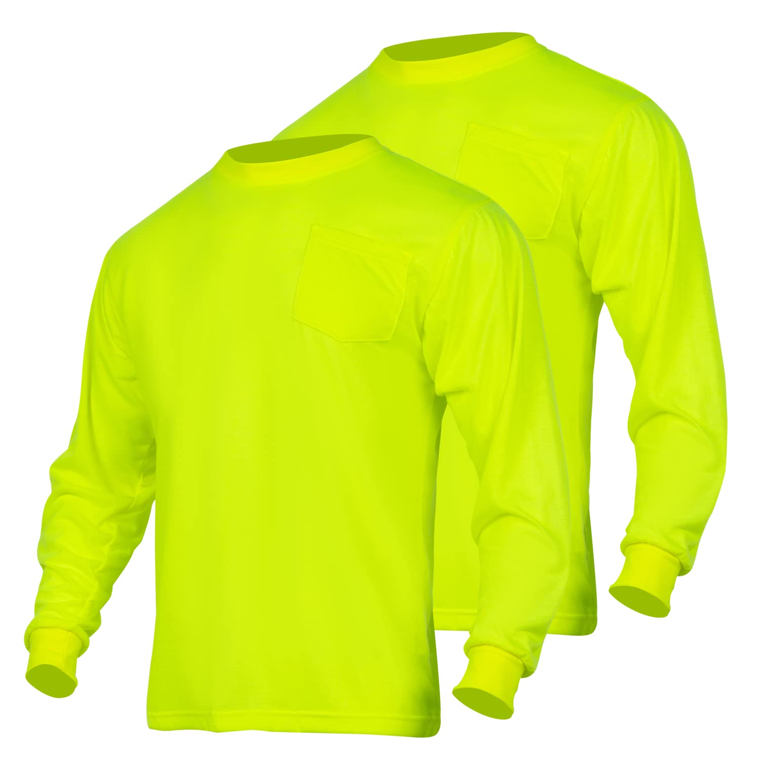 Sicalobo 2 Pack Hi Vis Safety Shirts for Men,Reflective Long Sleeve Work T Shirt,High Visibility Construction Workwear Tee