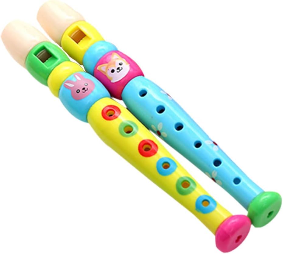 Toddmomy 2pcs Wooden Recorders for Toddlers, Colorful Piccolo Flute Musical Instrument for Boy and Girls Early Education Music Sound Toys, Random Color