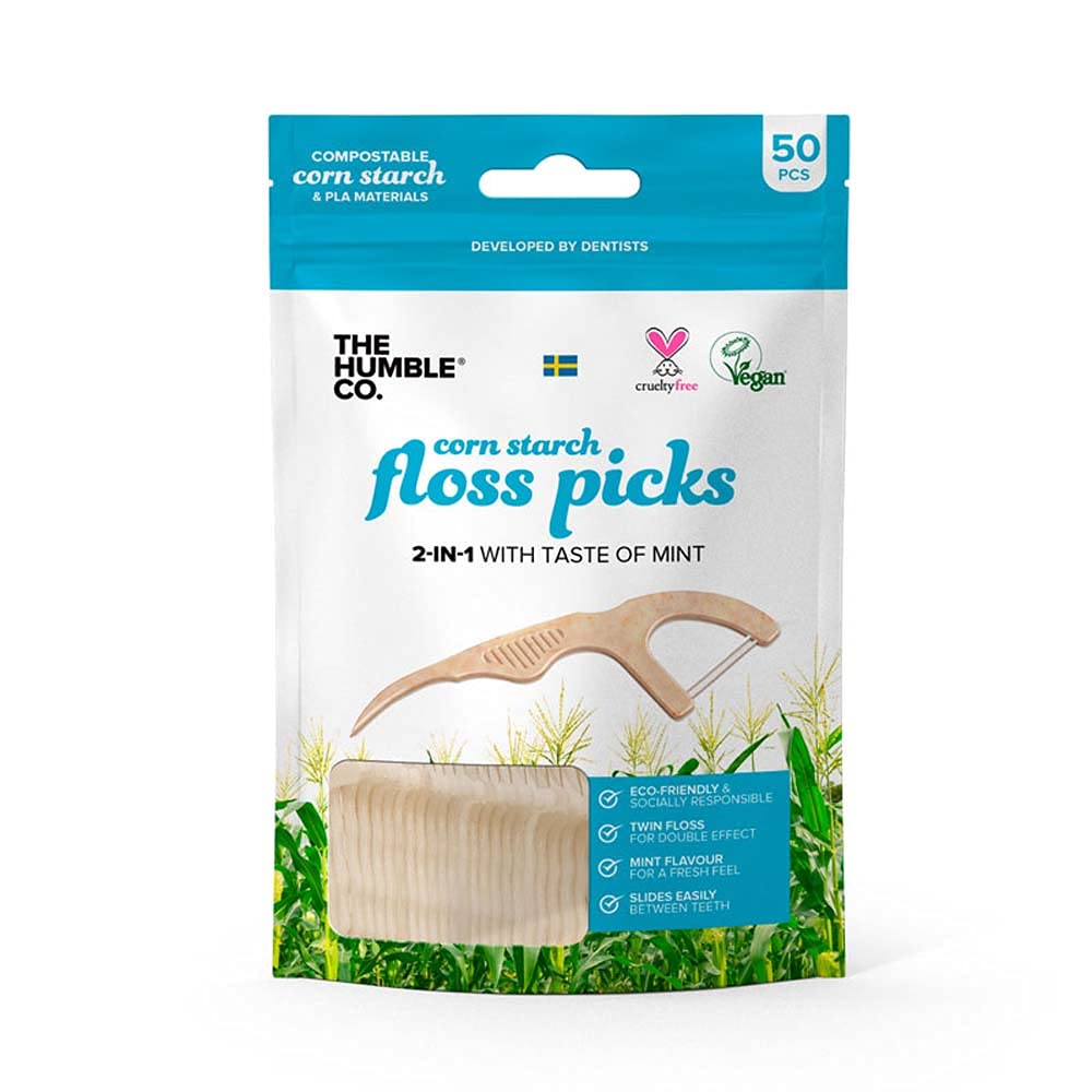 Humble Natural Dental Floss Picks - Flossers - Dental Floss Sticks - 4 x 50 pcs