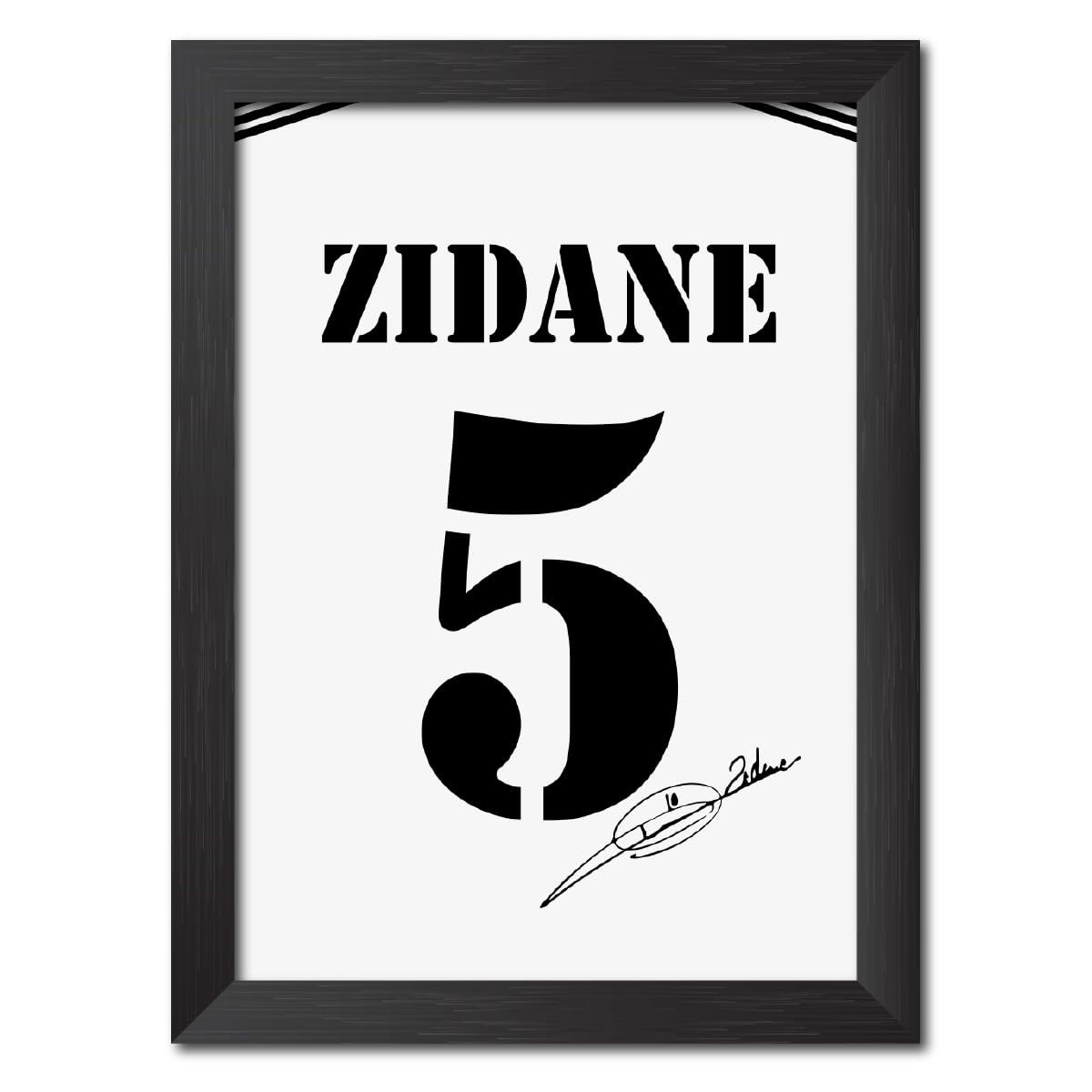 TenorArtsZidane Poster Frame Madrid Jersey Laminated Photo Print with Signature Framed Painting with Matt Finish Black Frame (12 inches x 9inches)