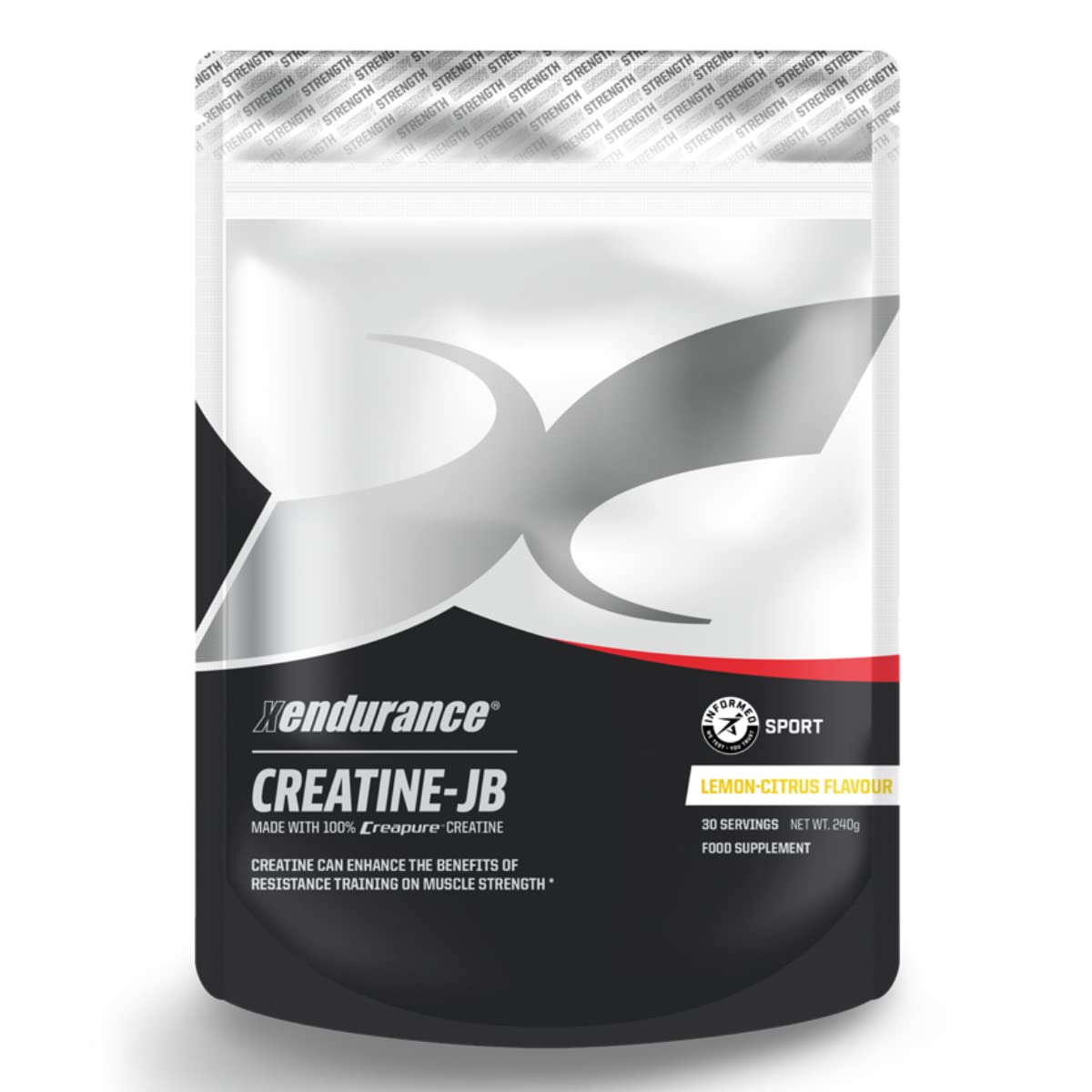 Xendurance Creatine Monohydrate Powder - Gym Supplements for Men & Women - German Creapure Micronized Vegan Energy Drink - Muscle Growth & Building - 240g Lemon Citrus Flavoured - Blended in the UK