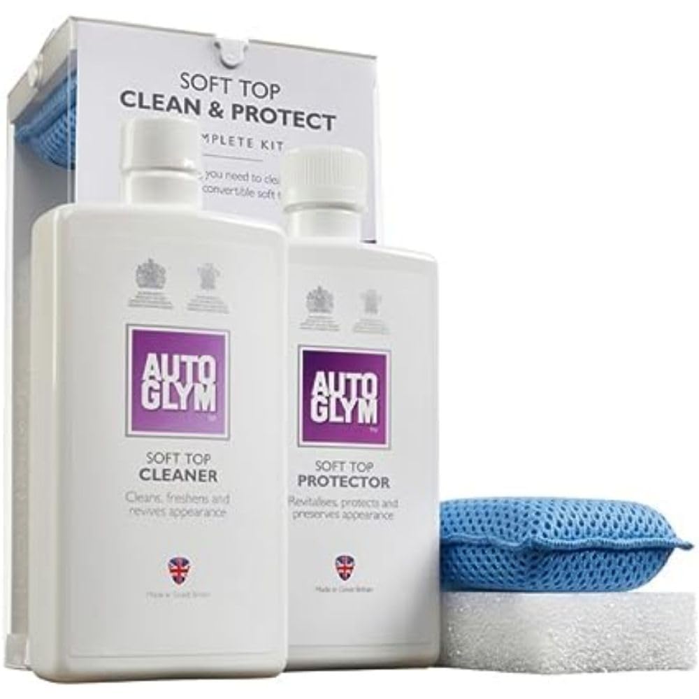 AutoglymConvertible Soft Top Clean & Protect Complete Kit - Convertible Roof Cleaner, Protector and Waterproofer - Fabric and Canvas Soft Top Moss, Mould & Stain Remover - Car Canvas Repair & Restore