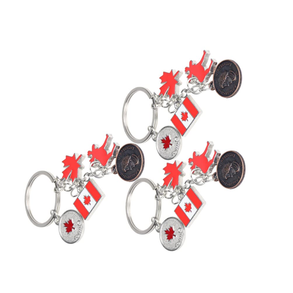 TENDYCOCO Keychains Canada Flag Symbol Key Chains Rings Men Women Decorations Keyring Purse Handbag Backpack Bag Charm Pendant Gift 3PCS Style 2, Style 2, 11*3CM, Style 2, 11*3CM