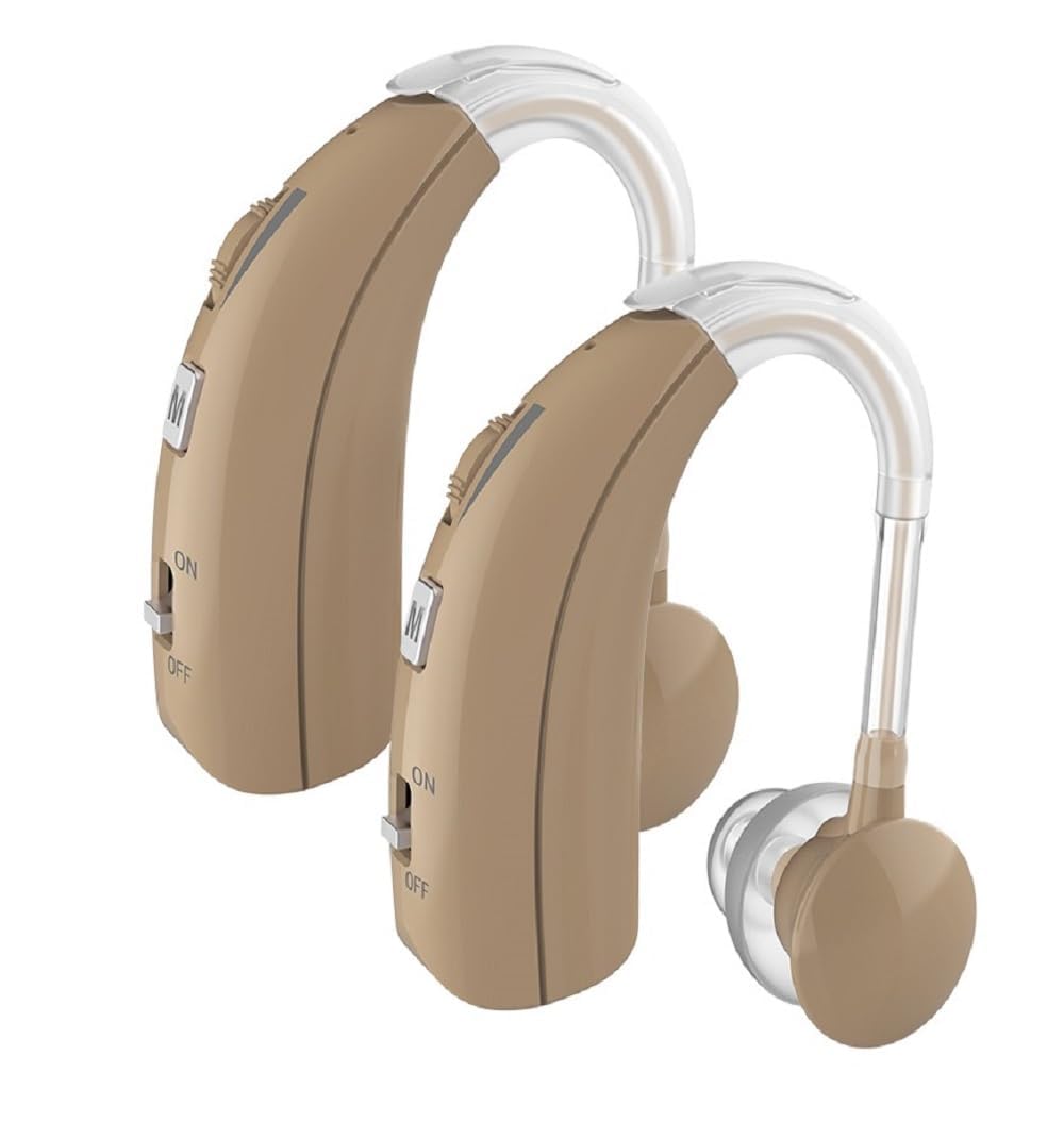 HP SOUND PLUS 2 unit For Both Ear Rechargeable Hearing Aids with Noise Cancelling, Nano Hearing Amplifier Assist Miracle Ear for Adults,Digital Hearing Amplifiers for Hearing Loss (Pair (Beige)