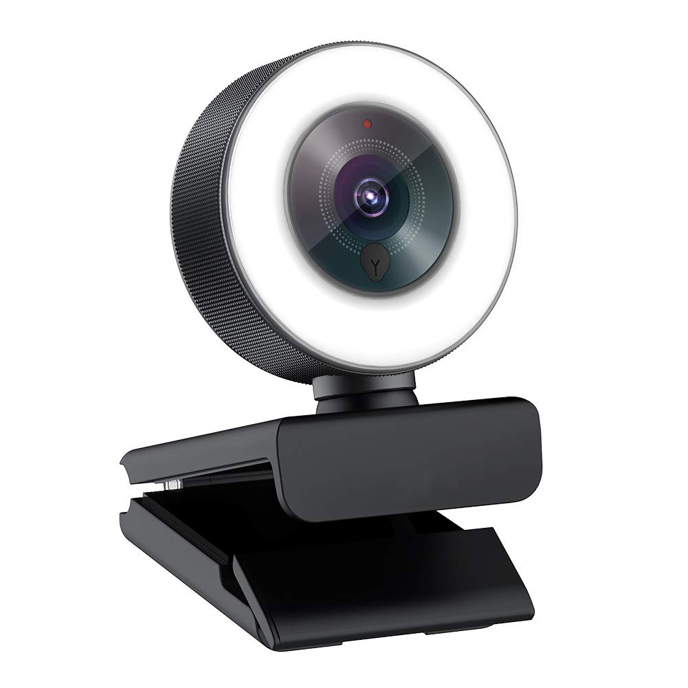 Full HD 1080P Webcam Built in Adjustable Ring Light and Mic. Advanced autofocus AF Streaming Web Camera for Xbox Gamer Facebook YouTube Streamer