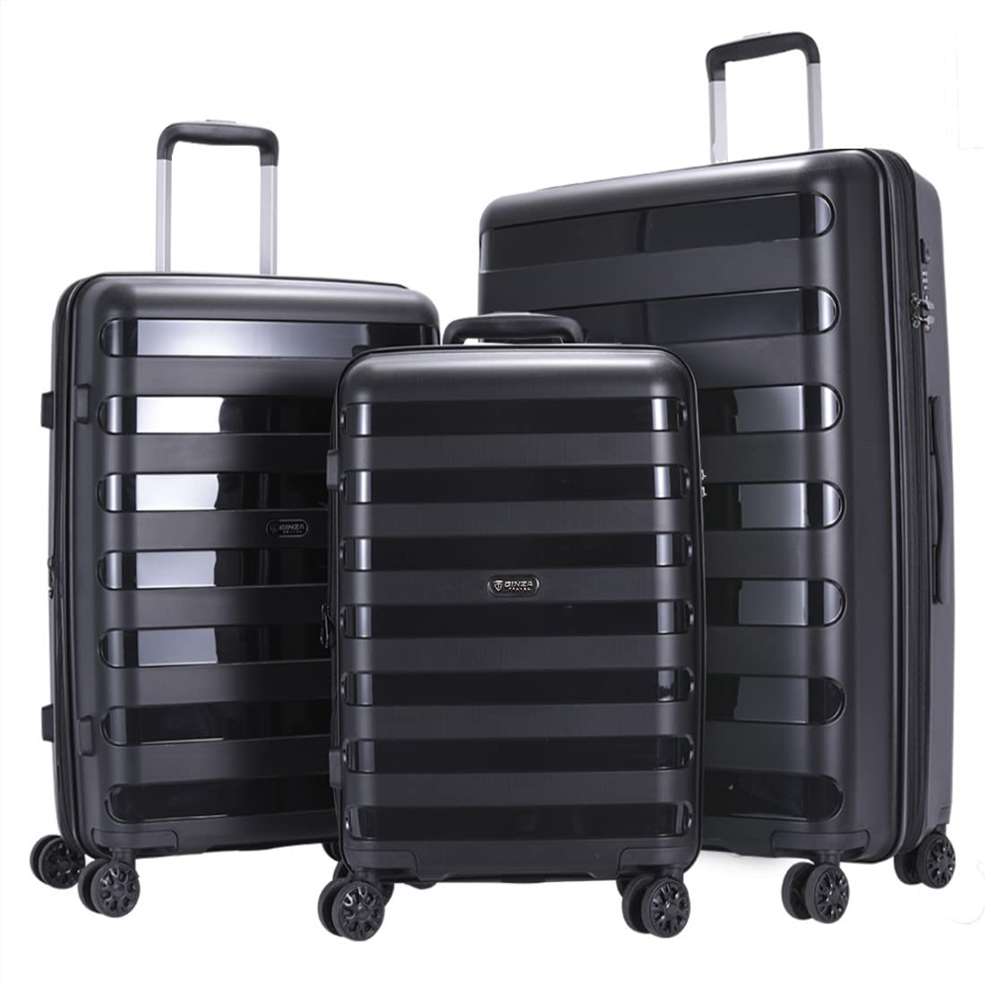 Ginza Travel PP Material Luggage 3 Piece Sets Lightweight Spinner Suitcase Luggage Expandableï¼ˆall 20 24 28)