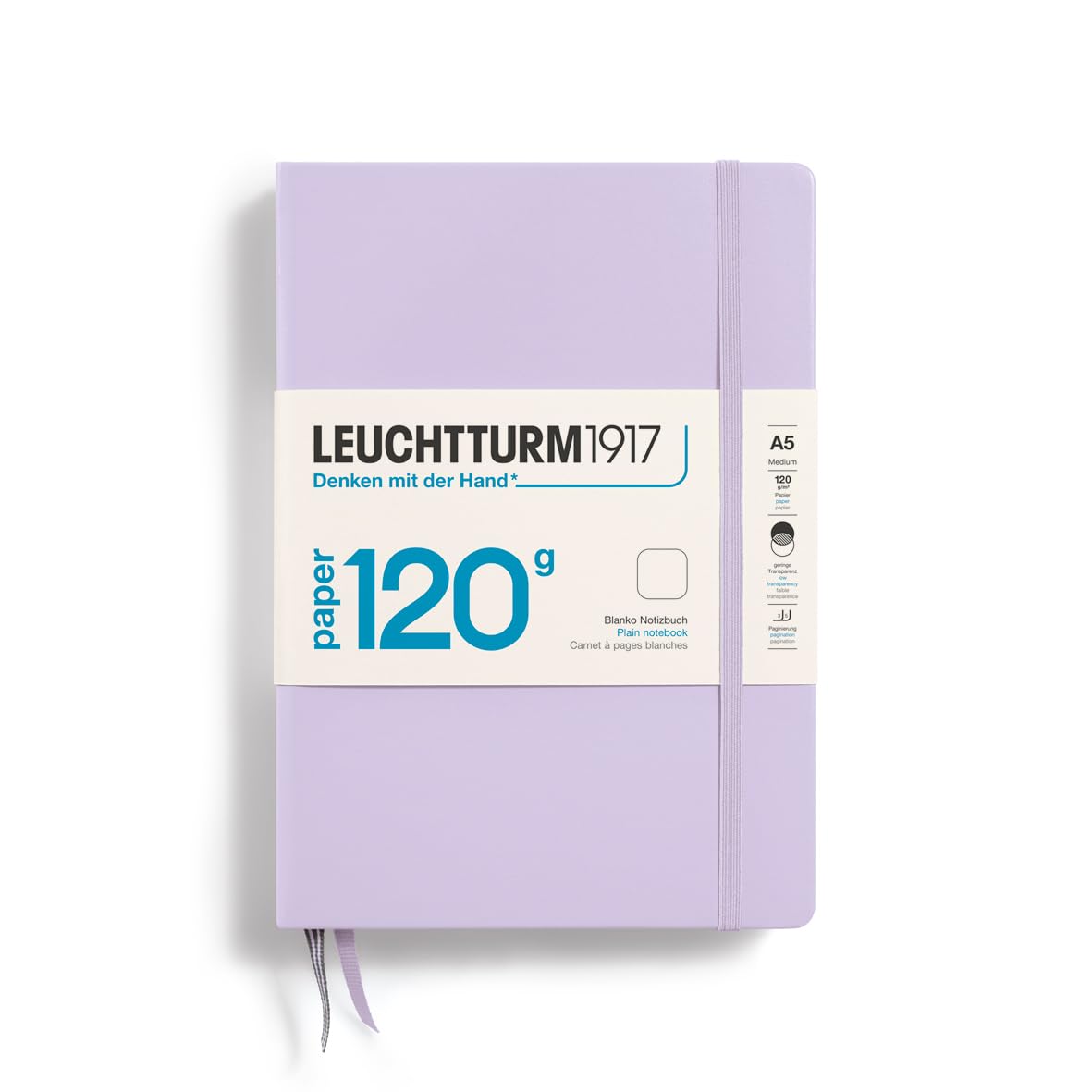 LEUCHTTURM1917 370337 Notebook Medium (A5), Edition 120, Hardcover, 203 Numbered Pages, Lilac, Plain