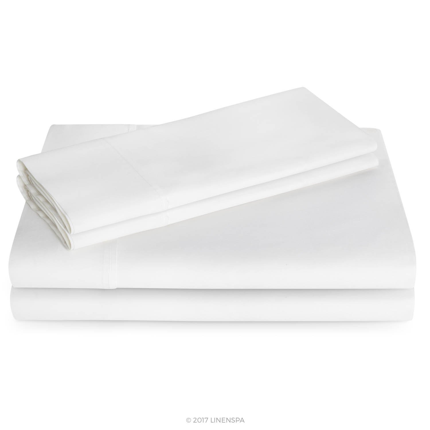 LinenspaLW06KKWHCS 600 Thread Count Ultra Soft, Deep Pocket Cotton Blend Sheet Set - King - White