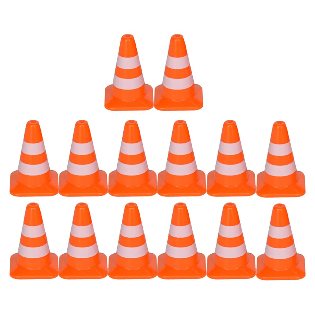 STOBOK Construction Cones 14pcs Miniature Road Cone Orange Mini Traffic Cones Toy Plastic Sign Road Cone Toy Roadblock Cone Sign Model Photo Prop Educational Toy for Kids Small Orange Cones