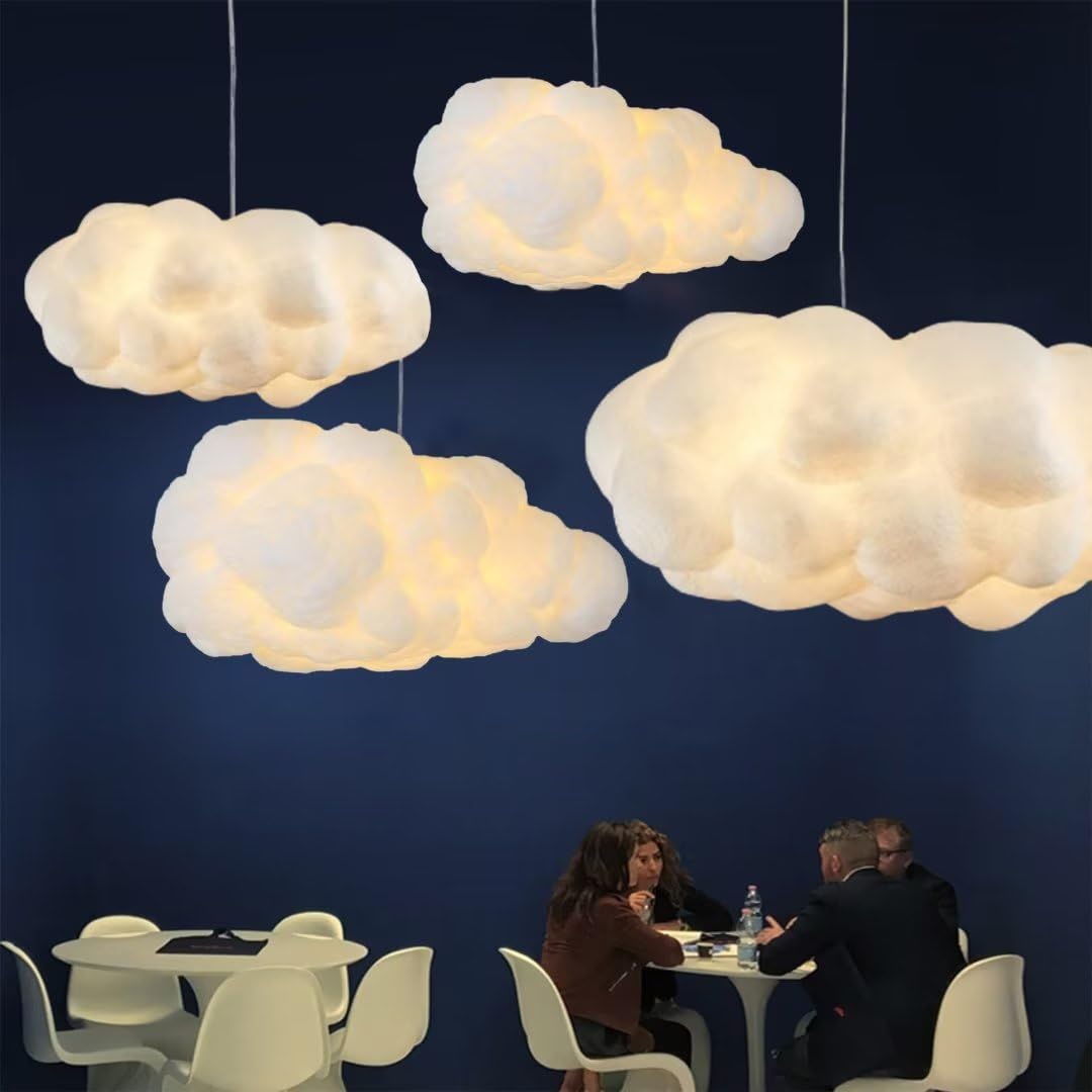 GUANSHAN Simulation Cloud Pendant Light Creative Cotton Cloud Chandelier Floating Cloud Ceiling Light Decorative Cloud Ceiling Lamp Pendant Cloud Light for Bedroom, Dining Room, Corridor