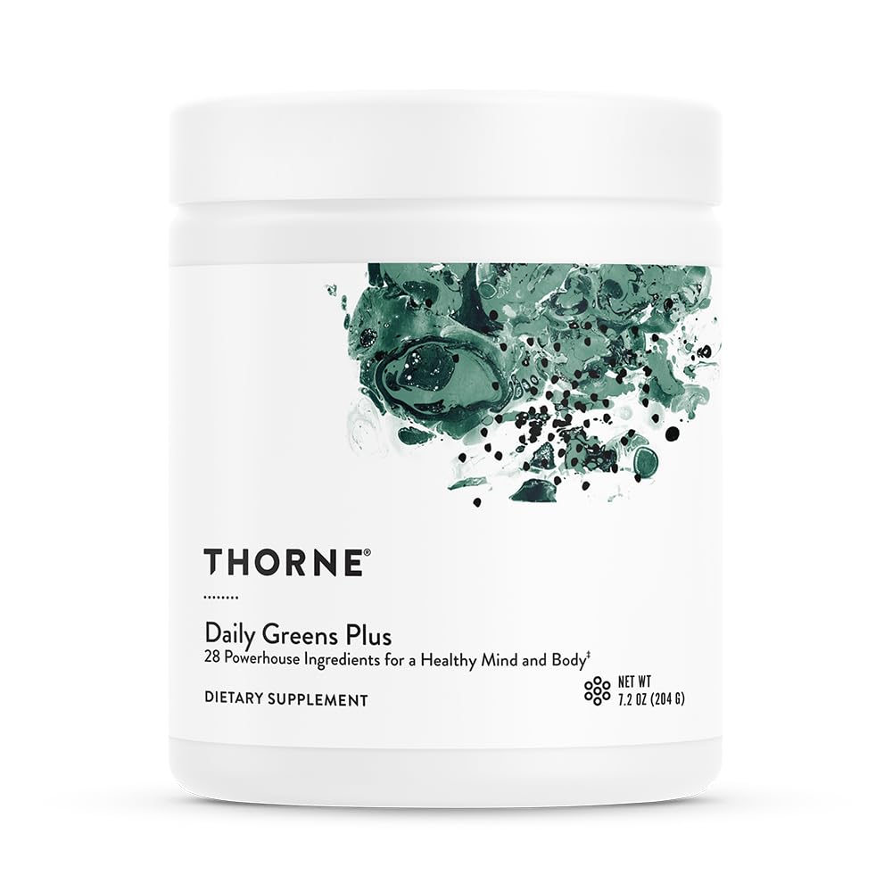 THORNEDaily Greens Plus - Comprehensive Greens Powder with Matcha, Spirulina, Moringa and Adaptogen, Mushroom and Antioxidant blends - Refreshing, Mint Flavor 192 grams - 30 Servings