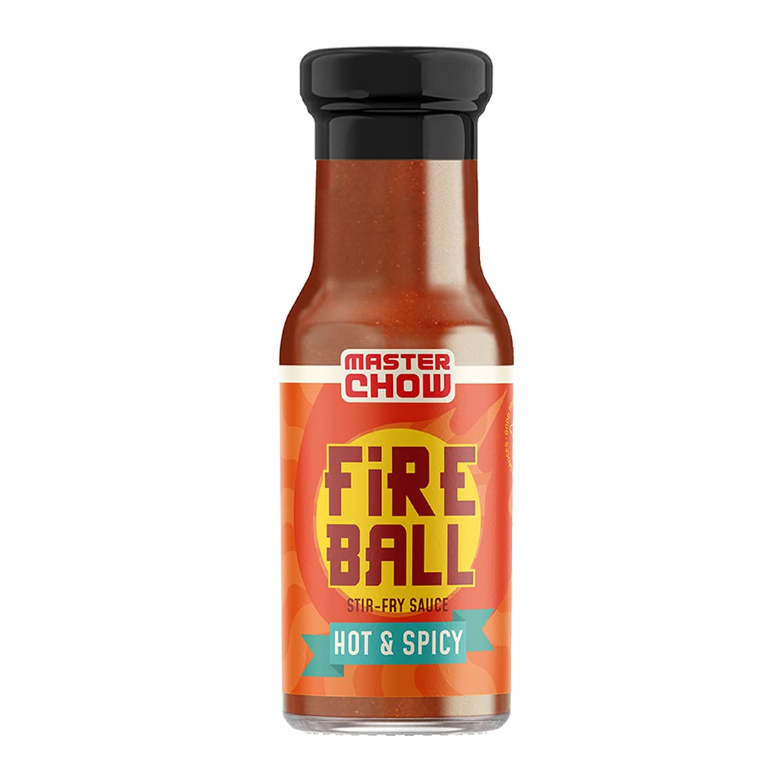 MasterChow Fireball Hot & Spicy Stir Fry Cooking Sauce (220g) | Gluten-Free Hot Sauce | Crafted with 3 Types of Red Chillies | No Artificial Colour | Made in Small Batches | Fresh From the Kitchen | Get Restaurant Style Taste in Just 10 Minutes | Serves 4-5 Meals