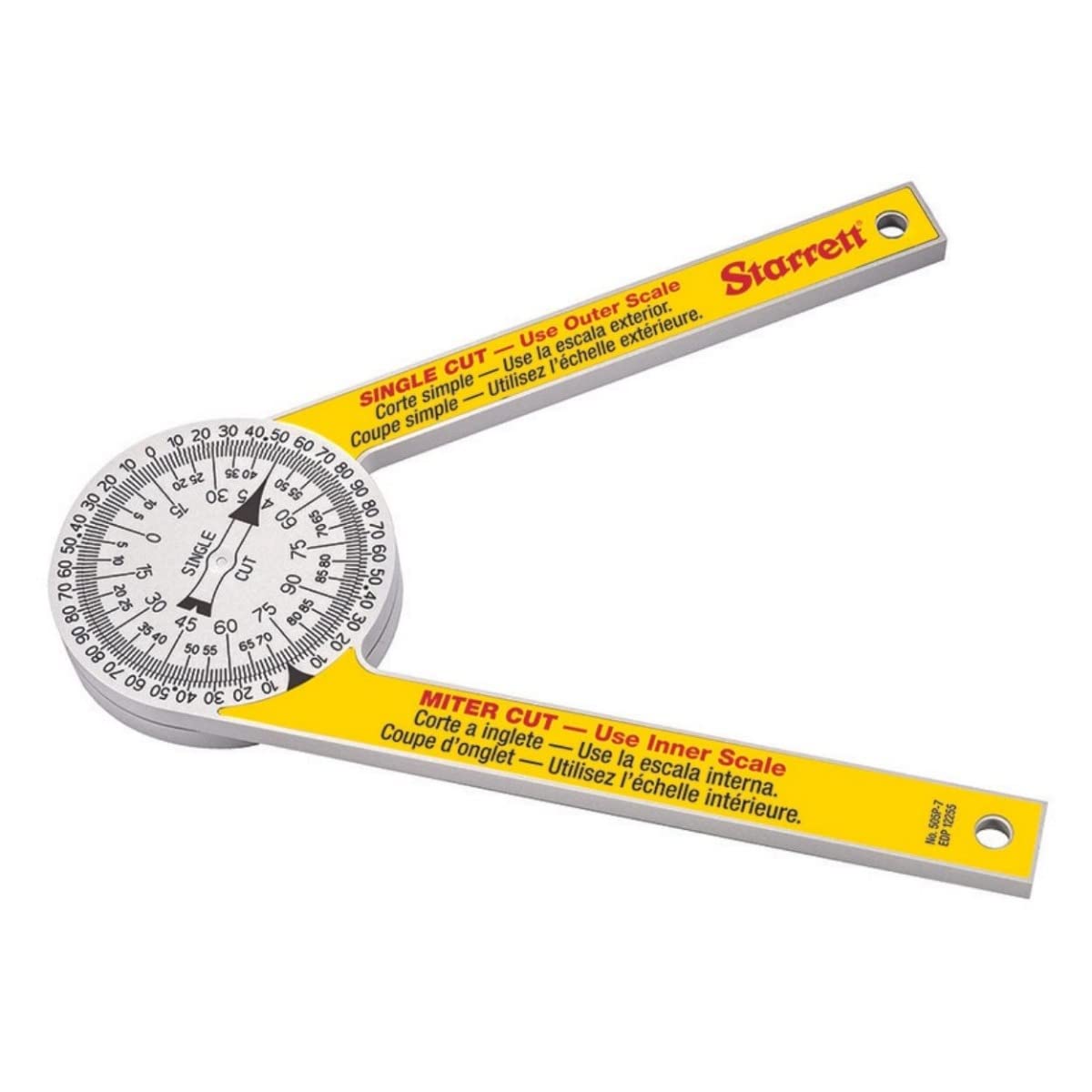 Starrett Plastic Miter Protractor Angle Finder with Two Laser Engraved Scales - Ideal for Carpenters, Plumbers and DIY Home Improvement -7" Length - 505P-7