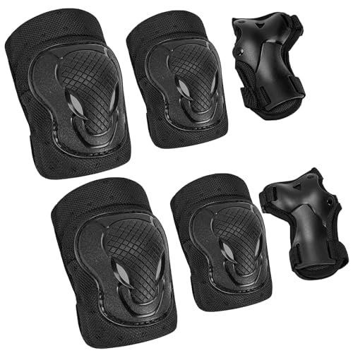 Knee Pads Elbow Pads Wrist Guards Set, for Adult/Youth/Kids, for Roller Skates Cycling BMX Bike Skateboard Inline Skatings Scooter, Soft EVA Filling Material, Adjustable Design, Multi-purpose Gear