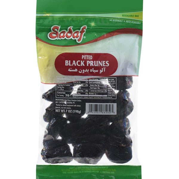 Sadaf Black Prunes - Pitted Black Prunes for Cooking and Baking - Dried Prunes Pitted - Healthy Snack - 7 Oz Reseable Bag