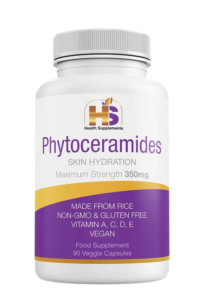 Rice Phytoceramides 350 mg, 90 Vegan Ceramide Capsules, Helps Reduces Wrinkles and Hydrates Your Skin From Within. 100% Natural, Non GMO, Gluten Free